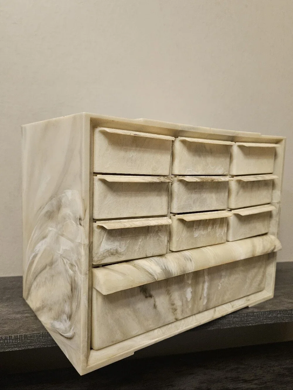 Vintage AKRO-MILS Cabinets Marble-Pattern Desktop Storage Organizer - 10 Drawers